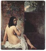 Francesco Hayez Ruckenansicht einer Badenden oil painting